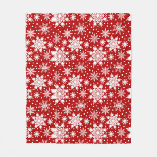 Red & White Snowflake Christmas Classic Pattern Fleece Blanket