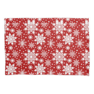 Red & White Snowflake Christmas Classic Pattern Pillowcase