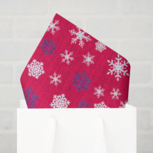 Red White Snowflake Christmas Pattern Tissue Paper