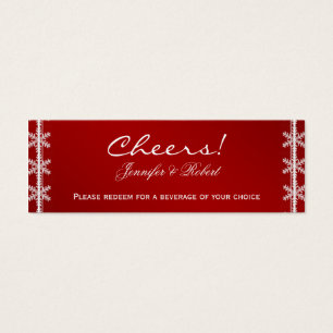 Red White Snowflake Winter Wedding Drink Tickets