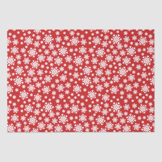 Red White Snowflakes Christmas Holiday  Tissue Paper (Front)