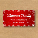 red white snowflakes christmas retro address label<br><div class="desc">red white snowflakes christmas retro address label 
you can change font colour, style and size.</div>
