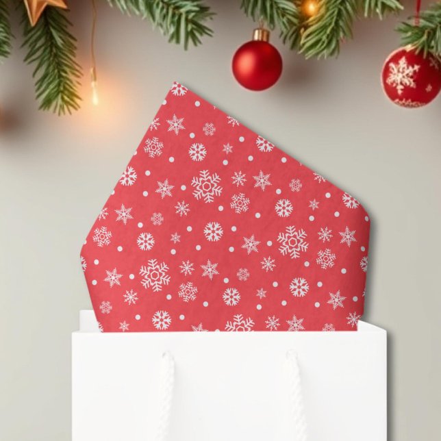 Red White Snowflakes Christmas Tissue Paper (Creator Uploaded)