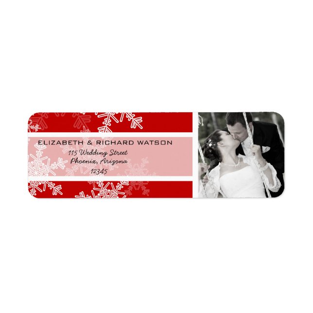 Red White Snowflakes Christmas Wedding Photo (Front)