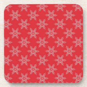 Red White Snowflakes Coaster