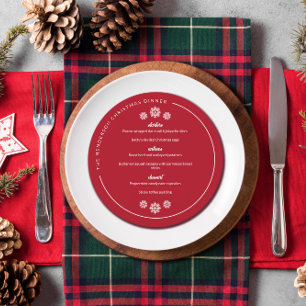 Red White Snowflakes Curved Names Round Christmas Menu