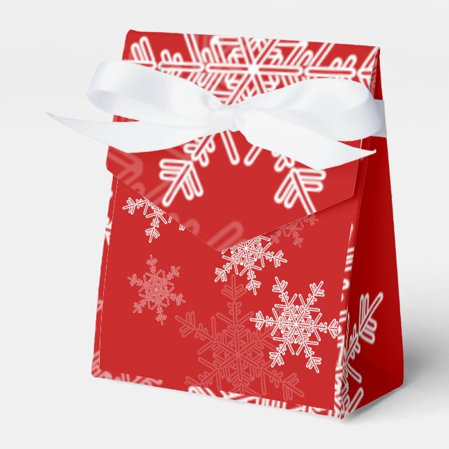 Red White Snowflakes Minimalist Christmas Favour Box (Front Side)