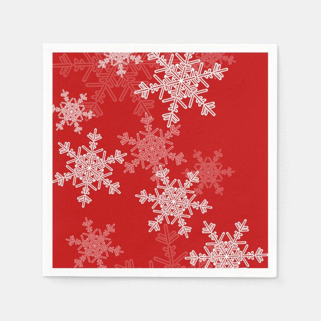 Red White Snowflakes Minimalist Christmas Napkin (Front)