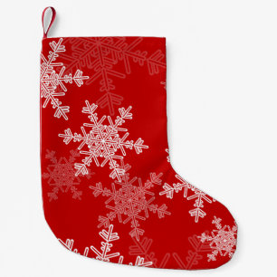 Red White Snowflakes Minimalist Christmas Small Christmas Stocking