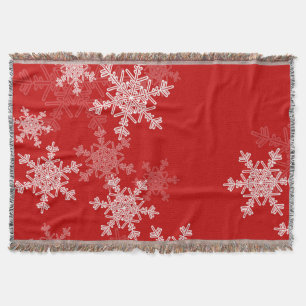 Red White Snowflakes Minimalist Christmas Throw Blanket