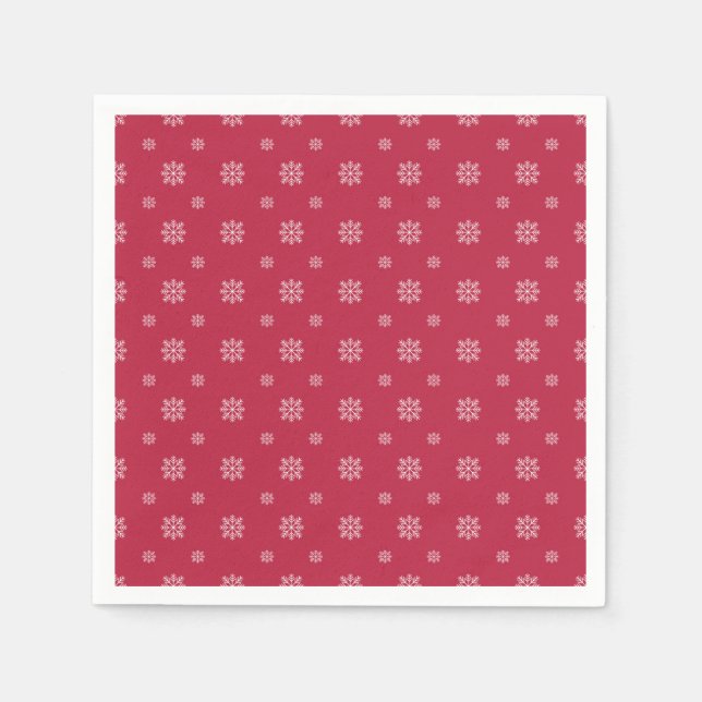 Red & White Snowflakes Simple Modern Christmas  Napkin (Front)
