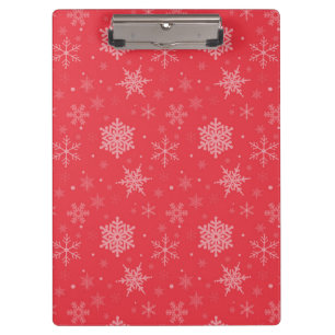 Red White Snowflakes Winter Season Christmas Vibes Clipboard