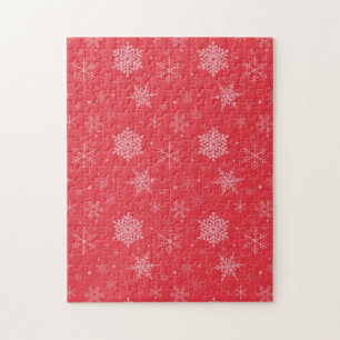 Red White Snowflakes Winter Season Christmas Vibes Jigsaw Puzzle