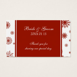 Red White Snowflakes Winter Wedding Favour Tags