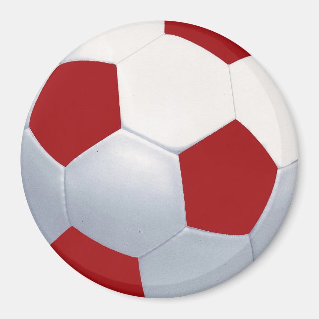 Red & White Soccer Ball Magnet (Front)