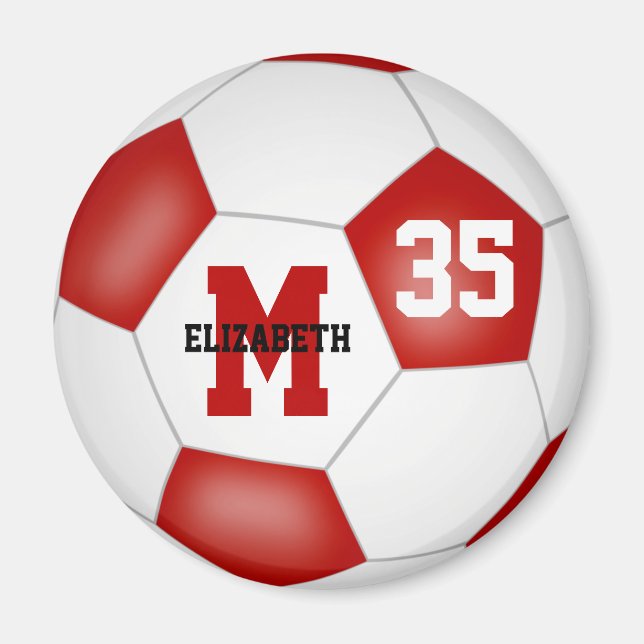 red white soccer team colours magnet (Front)