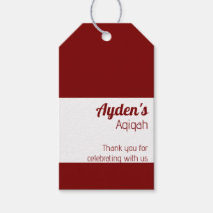 Red White Solid Colour Plain, Aqiqah Baby Shower Gift Tags