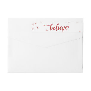 Red & White Sparkle Believe Holiday Wrap Around Label