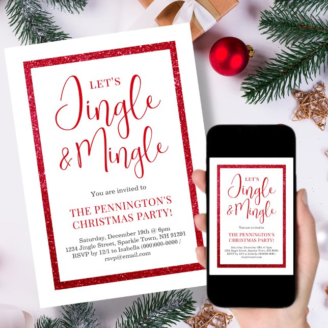 Red & White Sparkle | Christmas Party Invitation (Creator Uploaded)