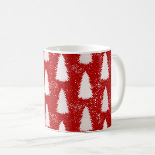 Red & White Sparkly Snowflakes & Trees Christmas Coffee Mug