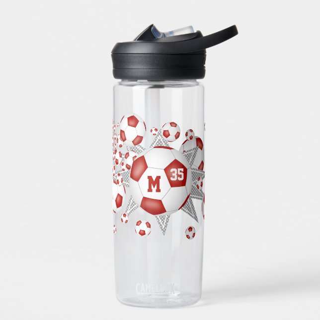 Red white sports accessories soccer ball explosion water bottle (Left)