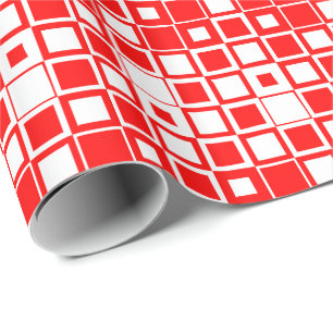 Red/White Square Inside Square Wrapping Paper