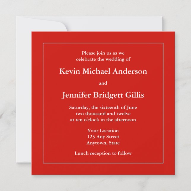 Red & White Square Invitations or Announcements (Front)