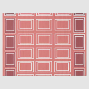 Red White Square Rectangle Geometric Tissue Paper