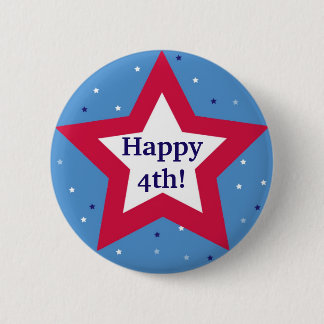 Red white star Happy 4th Independence Day custom 6 Cm Round Badge