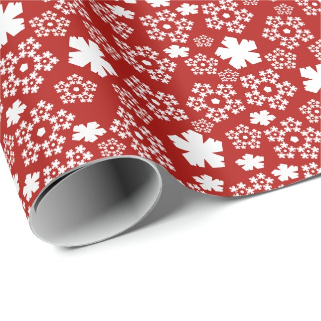 Red & White Star & Snowflake Pattern Wrapping Paper (Roll Corner)