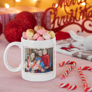 Red & White Stars Family Photo Merry Christmas Coffee Mug