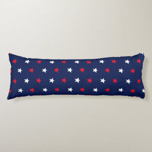 Red white stars navy blue american style pattern body cushion