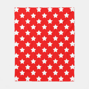 Red White Stars Pattern Decorative Fleece Blanket