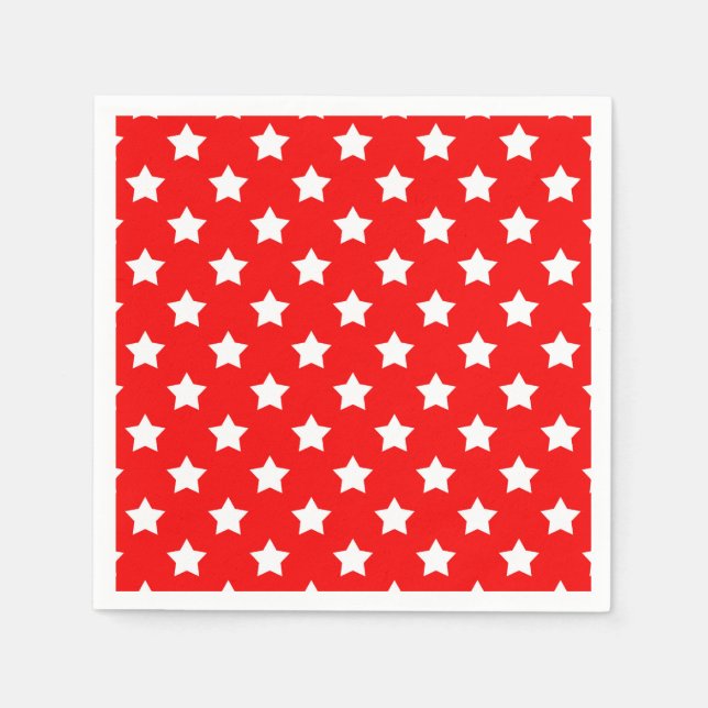 Red White Stars Pattern Decorative Napkin (Front)