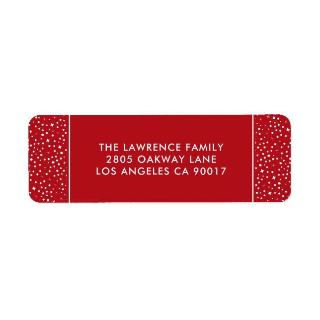 Red White Stars Snow Christmas Holiday Address (Front)