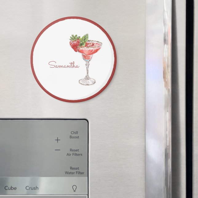 Red White Strawberry Cocktail Drink Magnet (In Situ (Fridge))