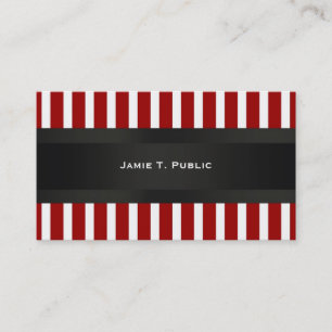 Red & White Stripe, Black Ribbon Business Card