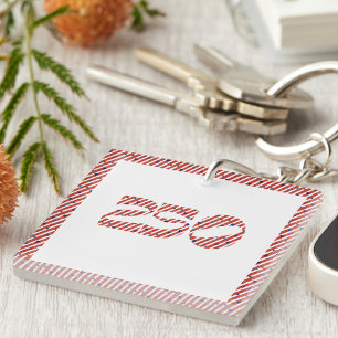 Red White Stripe Blue Stars America 250 Birthday Key Ring
