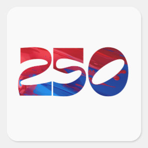 Red White Stripe Blue Stars America 250 Birthday Square Sticker