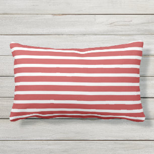 Red White Stripe Classic Nautical Design Outdoor Cushion