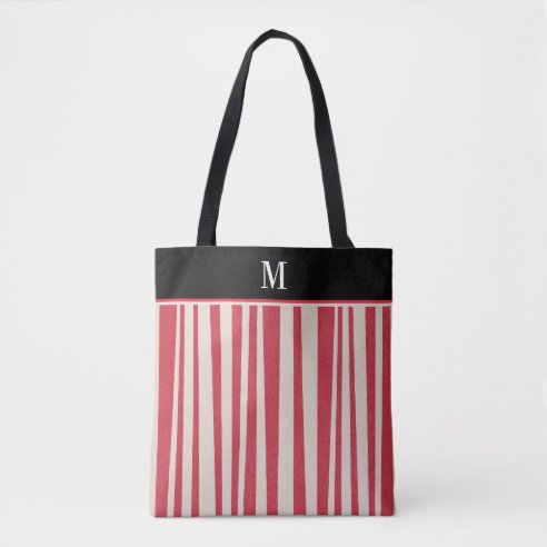 red and white tote bag