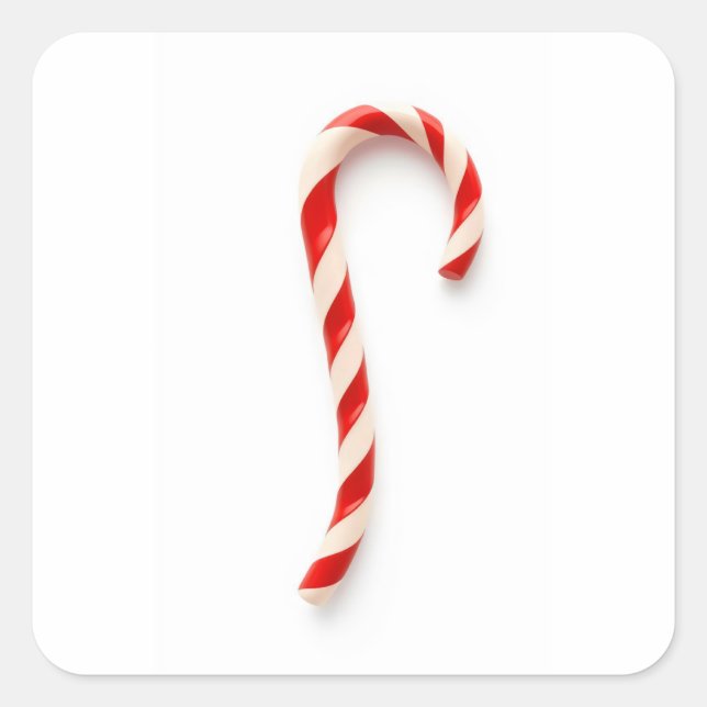 red white striped candy cane square sticker (Front)