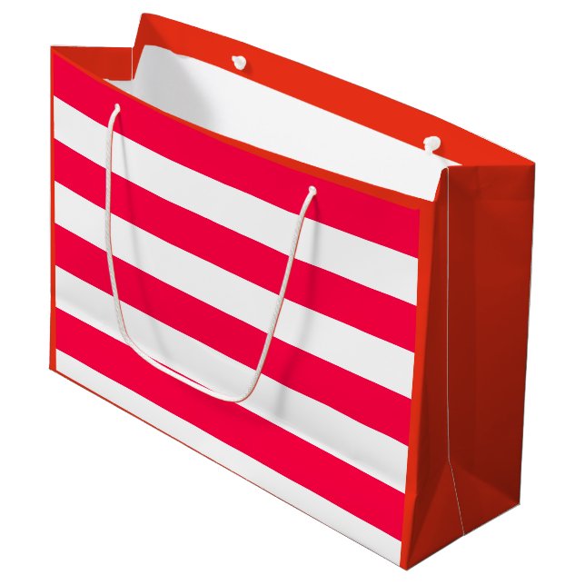 Red White Striped Christmas Template Elegant Large Gift Bag (Front Angled)