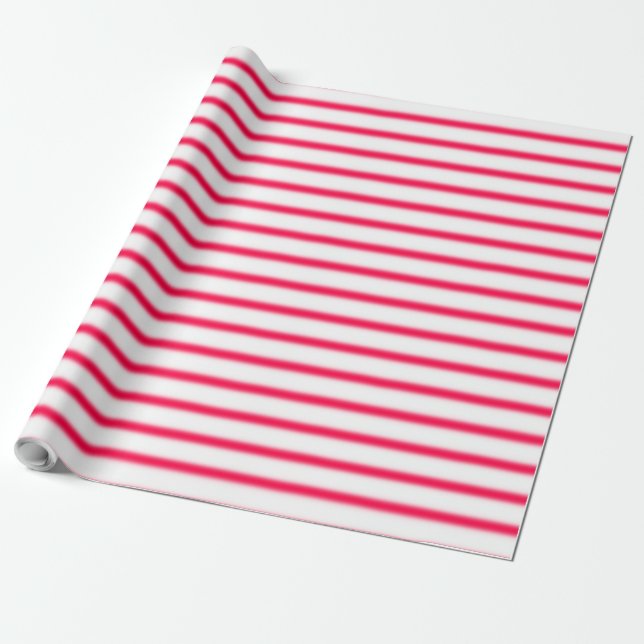 Red White Striped Classic Christmas Nostalgic Wrapping Paper (Unrolled)