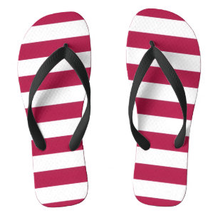 Red & White Striped Flip Flops – Summer Beach Sand