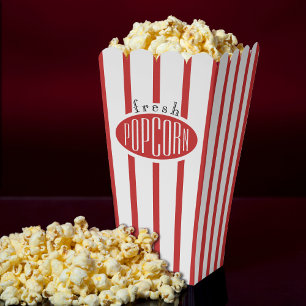 Red & White Striped Fresh Movie Popcorn Favour Box