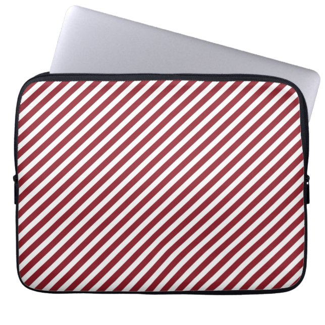 Red & White Striped Laptop Sleeve (Front)