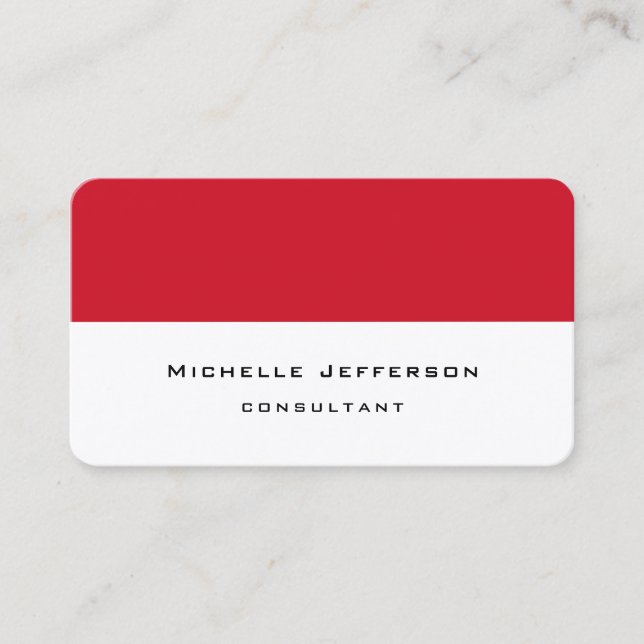 Red White Striped Modern Stylish Trendy Minimalist Business Card (Front)