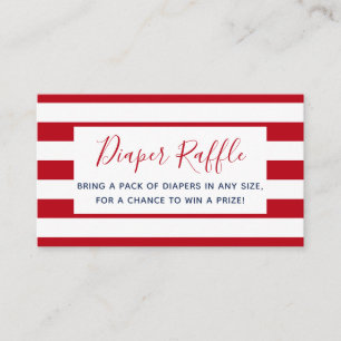 Red White Stripes Baby Shower Diaper Raffle Ticket Enclosure Card