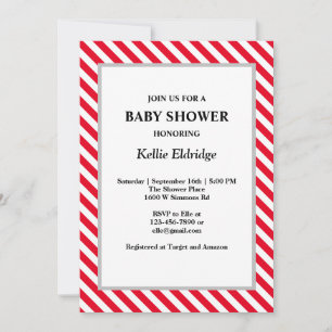 Red/White Stripes Baby Shower Invitation